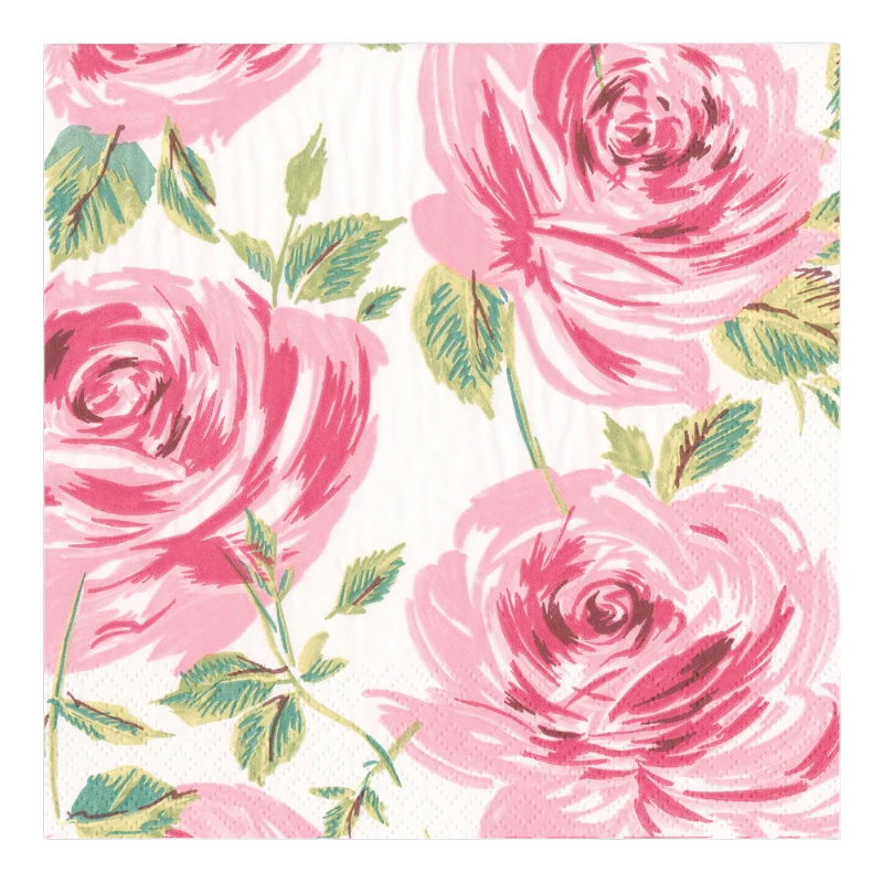 Caspari Dinnerserviette Pink Bella Rosa