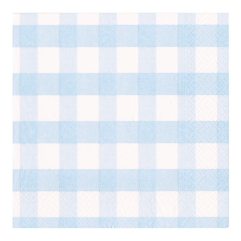 Caspari Dinnerserviette Gongham Light Blue Hellblau