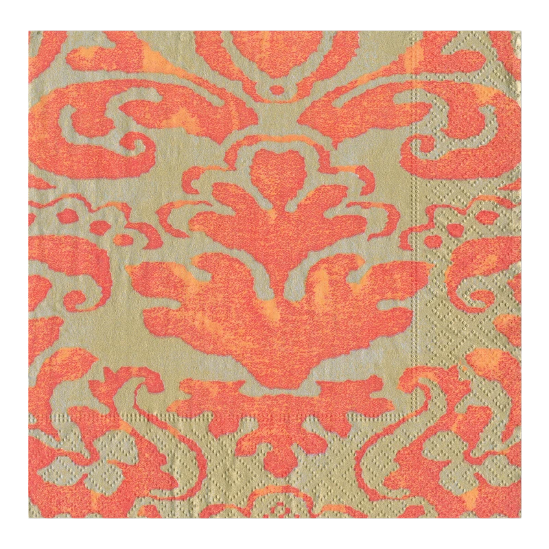 Caspari Lunchserviette Coral Palazzo Orange Metallic Gold