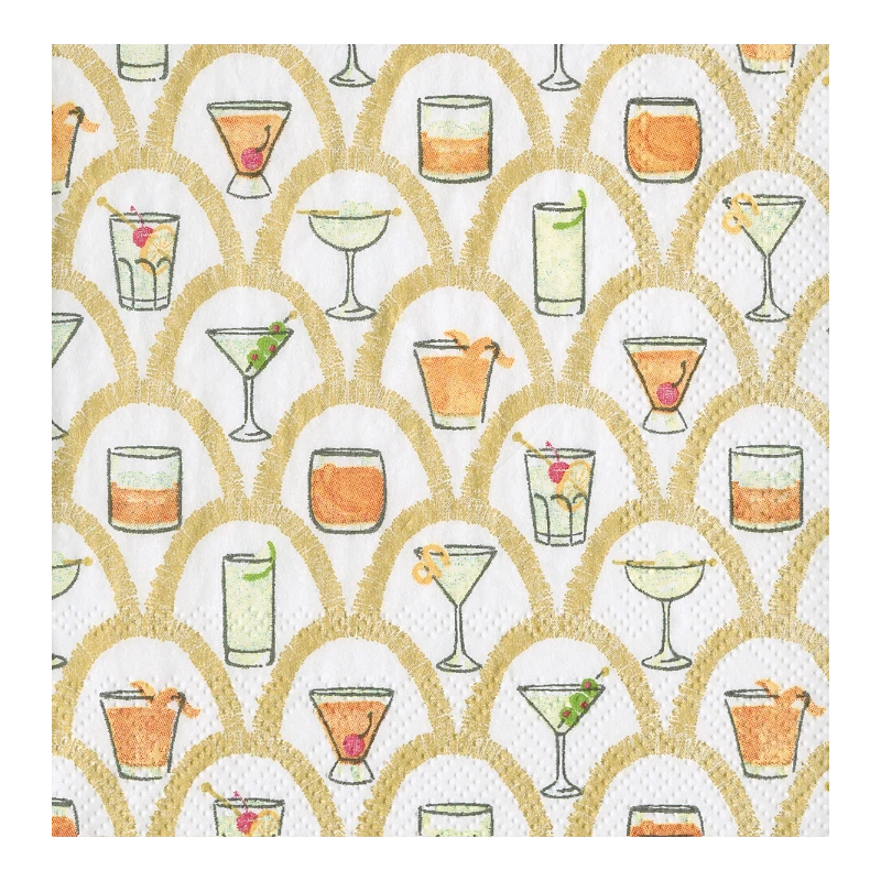 Caspari Cocktailserviette Papierserviette Deco Cocktails 18030C