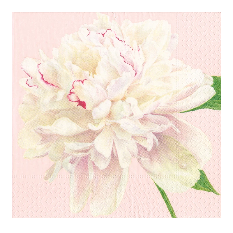 Caspari Cocktailserviette Papierserviette Duchess Peonies Blush 16890C