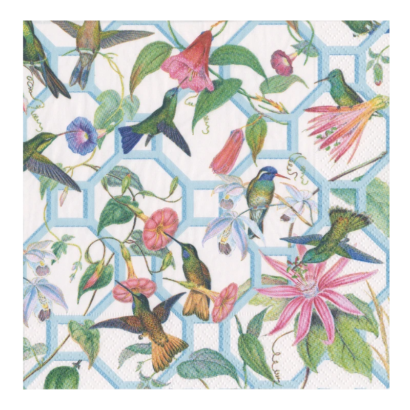 Caspari Cocktailserviette Papierserviette Hummingbird Trellis 15110C