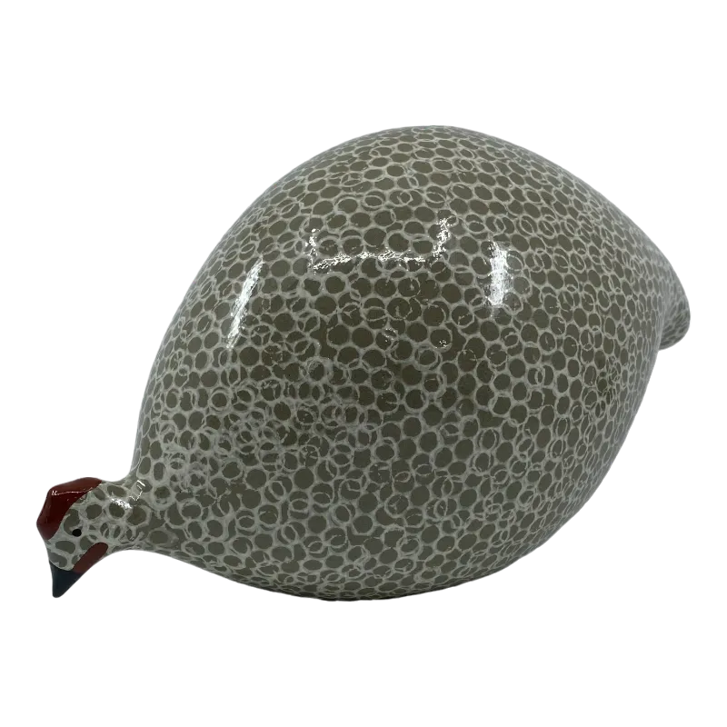Ceramiques de Lussan Perlhuhn Grau Weiss Pickend