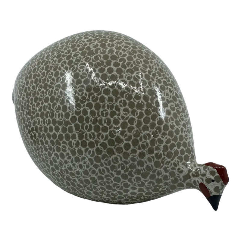Ceramiques de Lussan Perlhuhn Grau Weiss Pickend
