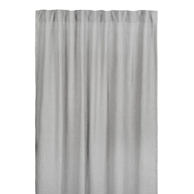 Pleat Light Grey Leinenvorhang von Tameko in voller Länge mit vertikaler Plisseestruktur