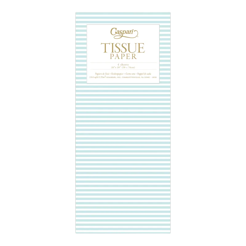 Seidenpapier Caspari Robins Egg Mini Stripes Blau