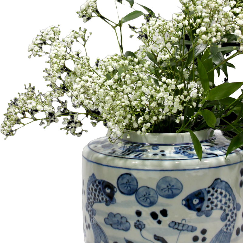 Asiatides Deckelvase Fische