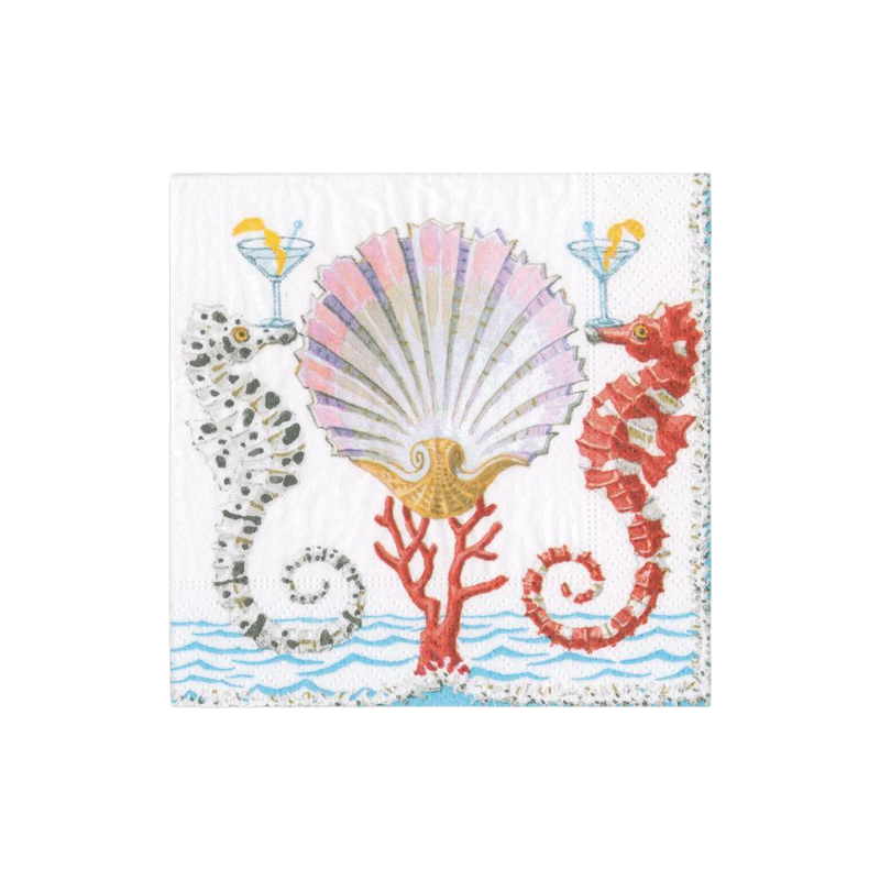 Caspari Cocktailbox Seahorses and Shell