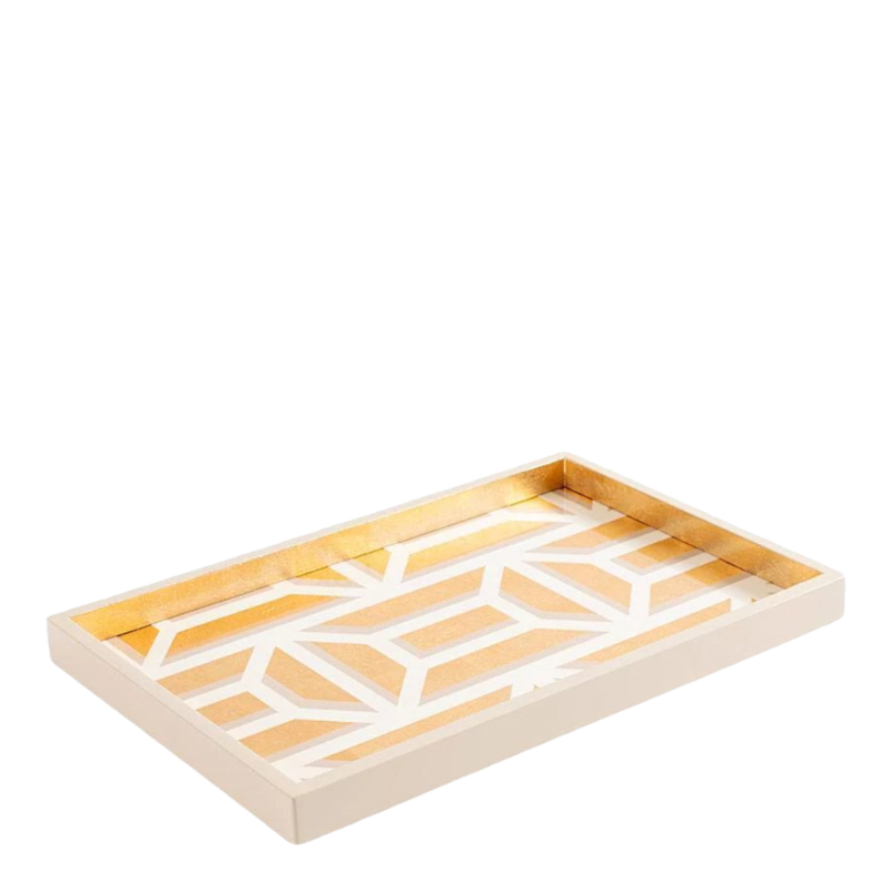 Caspari Tablett Laquerware Weiss Gold