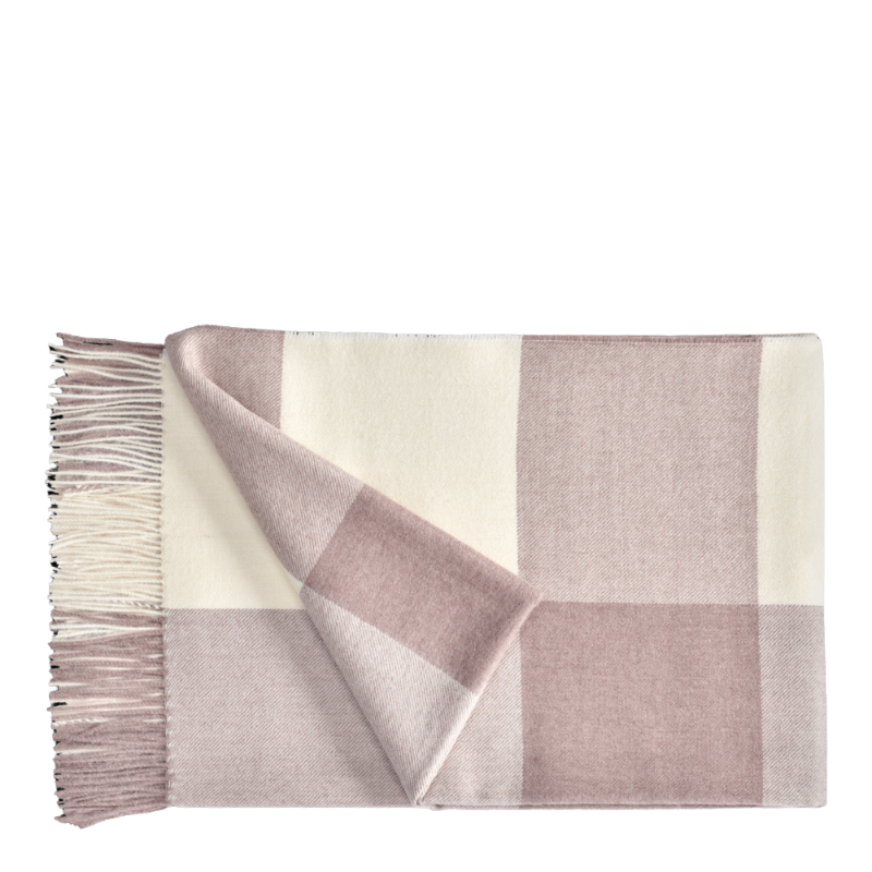 Christian Fischbacher Carre Weiss Rose Plaid Decke Baby Alpaca