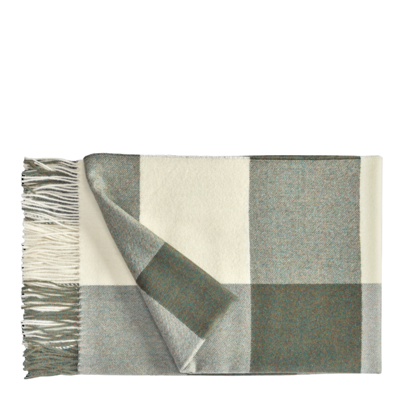 Christian Fischbacher Carre Weiss Gruen Plaid Decke Baby Alpaca
