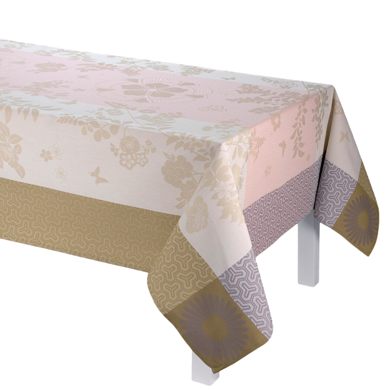 Le Jacquard Francais Tischtuch Tischdecke Asia Mood Rose Beige