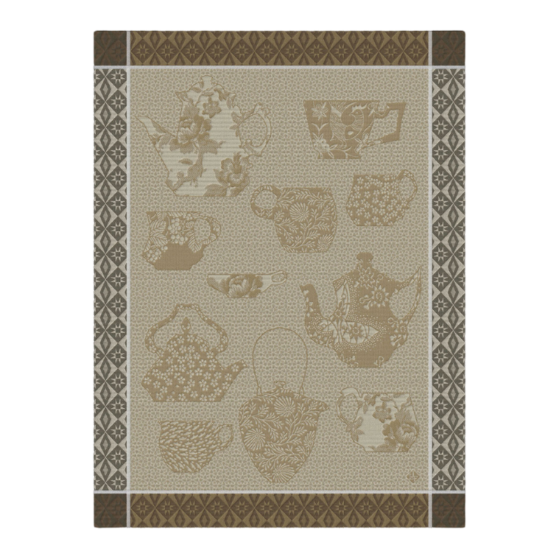 Le Jacquard Francais Club Geschirrtuch Comptoir du The Blanc Weiss Beige