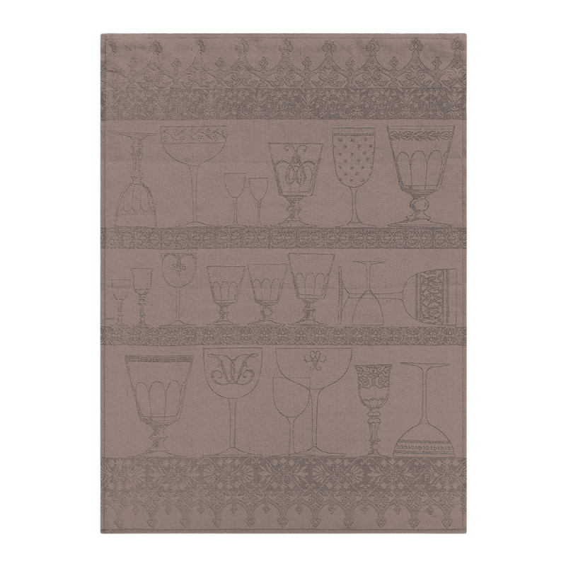 Le Jacquard Francais Geschirrtuch Gläsertuch Leinen Cristal Gris Poivre Beige