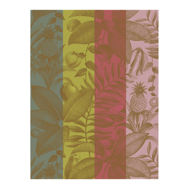 Le Jacquard Francais Geschirrtuch Fruits Exotiques Cocktail Grün ROt Pink