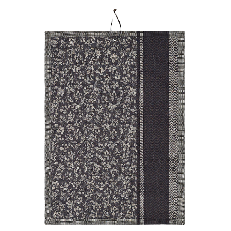 Le Jacquard Francais Geschirrtuch Slow Life Mini Carbone Grau Leinen Baumwolle