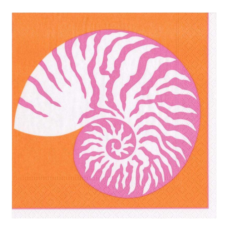 Caspari Lunchserviette Nautilus Coral Orange Pink